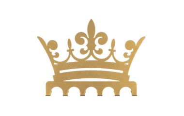 Beyaz arkaplanda izole edilmiş altın taç ögesi