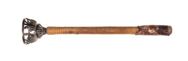 ancient wooden torch isolated on white background