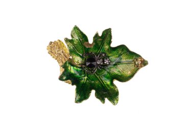 Beyaz arka planda izole edilmiş mücevher örümcek broşu.