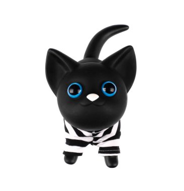 Beyaz arkaplanda siyah komik kedi figürü