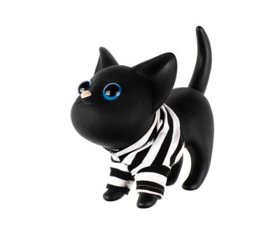 Beyaz arkaplanda siyah komik kedi figürü