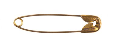 Beyaz arkaplanda izole edilmiş eski bronz iğne
