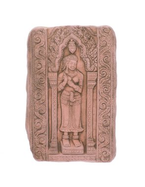 Kayadaki Taş Buda Beyaz Arkaplanda İzole Edildi