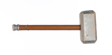 Beyaz arka planda izole edilmiş tahta Viking çekici.