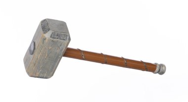 Beyaz arka planda izole edilmiş tahta Viking çekici.