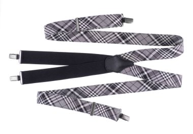 Beyaz arka planda izole edilmiş pantolon askısı