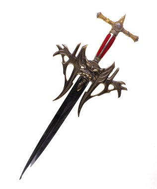 Beyaz arka planda izole edilmiş değerli kılıç.