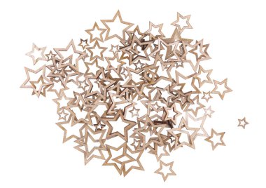 Tahta tatil yıldızları beyaz arka planda izole edilmiş