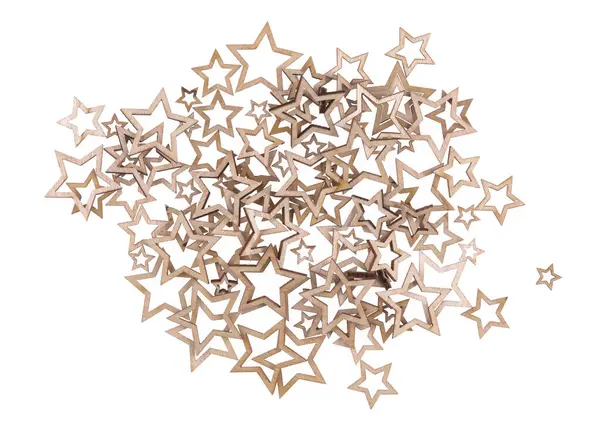 Tahta tatil yıldızları beyaz arka planda izole edilmiş