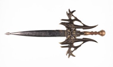 fantezi İskandinav kılıcı beyaz arka planda izole