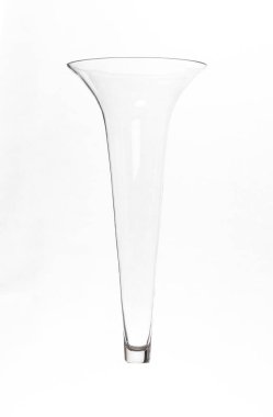 şeffaf cam vazo beyaz arkaplanda izole