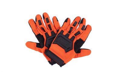 turuncu eldivenler beyaz arkaplanda izole edilmiş