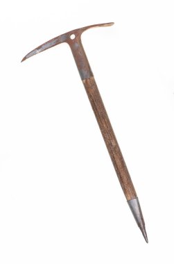 Beyaz arkaplanda izole edilmiş vintage tırmanma kazması