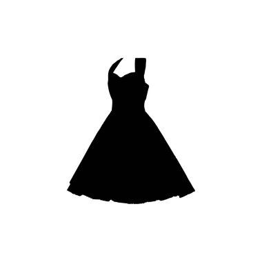 Woman dress icon. Simple style wedding dress rent poster background symbol. Woman dress brand logo design element. Woman dress t-shirt printing. vector for sticker.