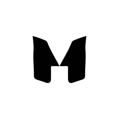 Simge. Basit tarz M şirketi poster arkaplan sembolü. M marka logo tasarım elemanı. Tişört baskısı. Çıkartma için vektör.