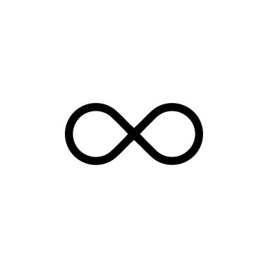 Sonsuzluk simgesi. Basit stil sonsuzluk poster arkaplan sembolü. Sonsuz marka logo tasarım elementi. Sonsuz tişört baskısı. Çıkartma için vektör.