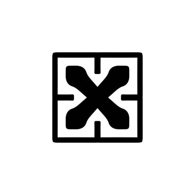 Kutu simgesi. Basit bir kargo teslimatı poster sembolü. Kutu markası logo tasarım elemanı. Kutu tişörtü baskısı. Çıkartma için vektör.