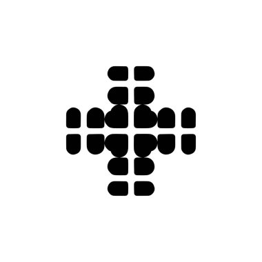 Düğme ekle. Simge ekle. Basit bir Hıristiyan dini bayramı arkaplan sembolü. Çapraz marka logo tasarım elemanı. Çapraz tişört baskısı. Çıkartma için vektör.