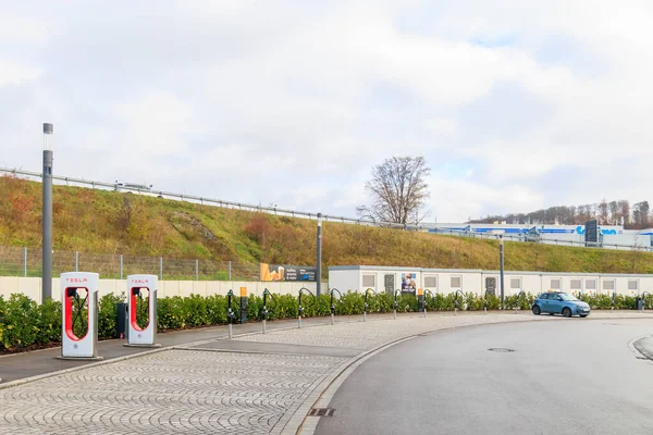 Duitsland Zusmarshausen 2022 Elektrische Voertuigen Tanken Bij Het Elektrische Laadstation — Stockfoto