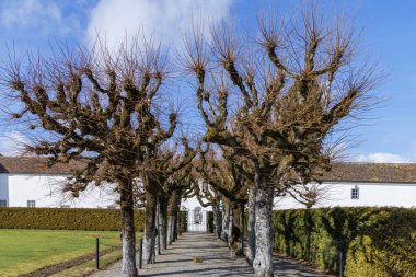Leutkirch Almanya 02-01-2022, güneşli bir günde mavi gökyüzü