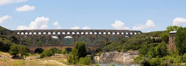 Velho Aqueduto Romano Pont Gard Perto Nimes França Outro Lado — Fotografia de Stock