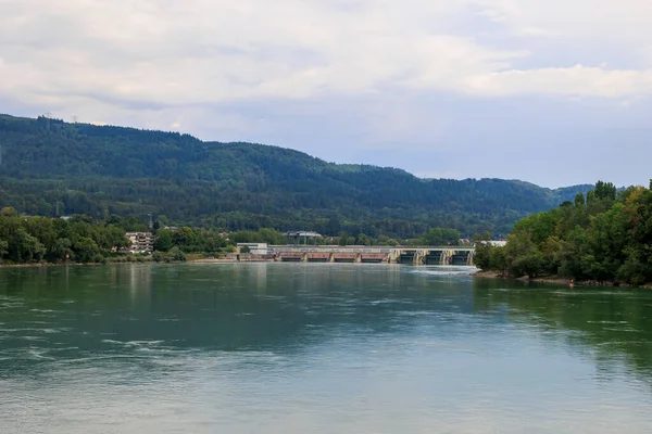 Centrale Idroelettrica Nel Fiume Reno Tedesco Vicino Bad Sckingen — Foto Stock