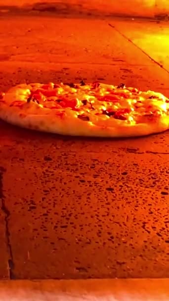 Пицца Сыром Ветчиной Грибами Овощами — стоковое видео