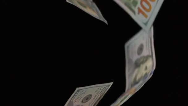 Billetes Dinero Billetes Dinero Sobre Fondo Negro — Vídeos de Stock