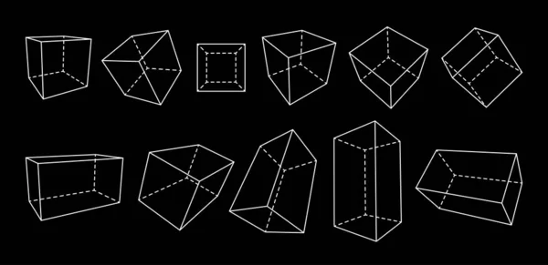 Formes Géométriques Contour Cubes Vectoriels Objets Parallélépipèdes — Image vectorielle