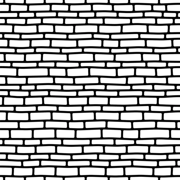 Бесшовный Черно Белый Кирпичный Рисунок Стены Векторный Фон — стоковый вектор