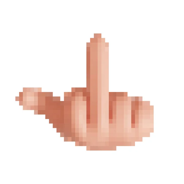 Vector Blurred Hand Showing Middle Finger Pixelated Fuck You Gesture — 스톡 벡터