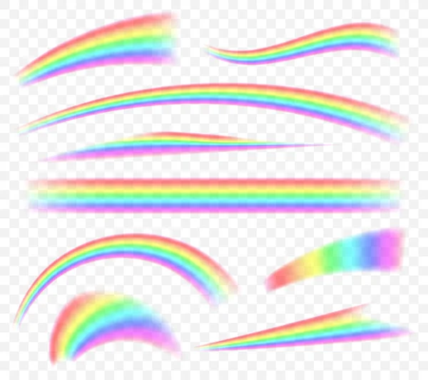 现实的矢量彩虹集 透明光效应 — 图库矢量图片