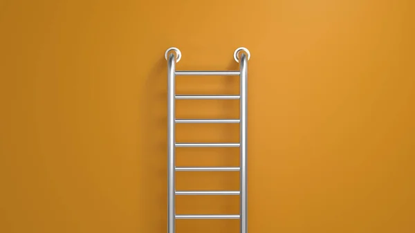 Металлическая Лестница Желтом Фоне Рендеринг — стоковое фото