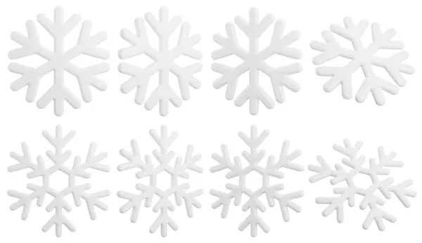 Set Copos Nieve Blancos Renderizado — Foto de Stock