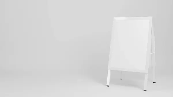 Portable street advertising board. White sandwich panel. 3D rendering