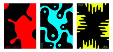 Siyah arkaplanda sıvı şekilli en az renkli vektör grafik posterleri