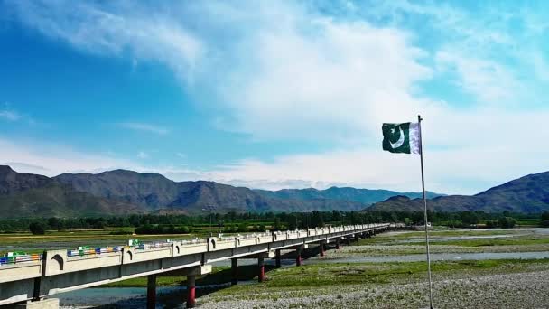 Time Lapse Paniala Híd Pakisztáni Zászlóval Paniala Egy Kisváros Khan — Stock videók