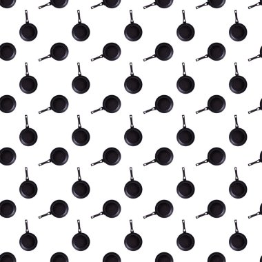 pattern. frying pan with teflon coating, isolate on white. Ceramic Marble Coated Cast Aluminum Non Stick Wok. Marble coating. Standard Professional Frying Pan for Restaurant Chefs. seamless pattern.