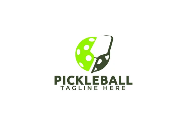 Logotipo Pickleball Simple Con Una Combinación Una Paleta Raqueta Pelota — Vector de stock