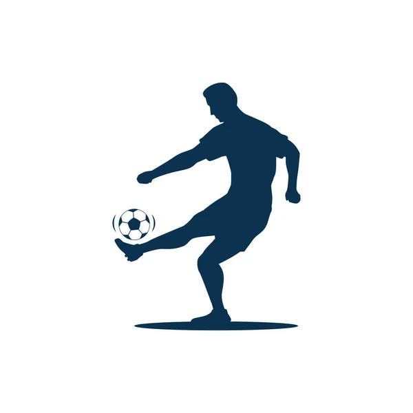 Vektorgrafik Des Fußballers Silhouette Isoliert Auf Weißem Hintergrund — Stockvektor
