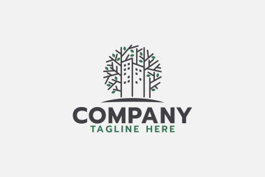 şehir tarım logosu binalar, şehir manzarası ve ağaç kombinasyonu