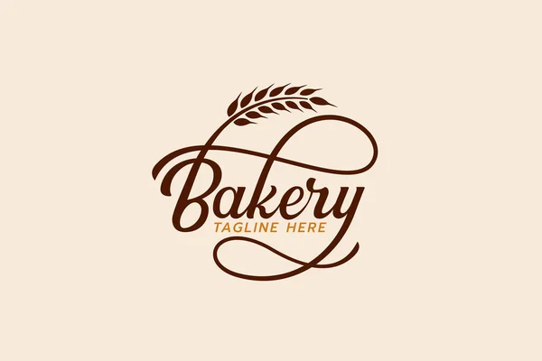 Простой Логотип Пекарни Сочетанием Букв Стилиста Пшеницы — стоковый вектор