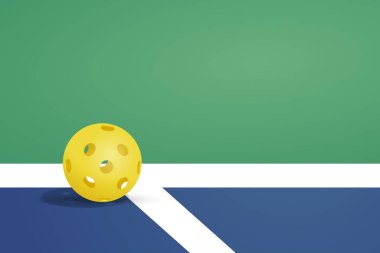 pickleball background with a yellow ball over the field line. Pickleball background with negative space to put your text. great for posters, flyers, banners, etc clipart