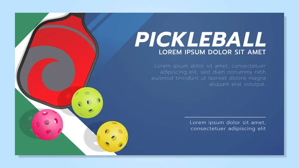 Modello Banner Pickleball Con Pagaia Palline — Vettoriale Stock