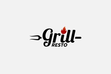 simple grill logo with a combination grill  lettering and spatula for any business especially for restaurant, cafe, etc.