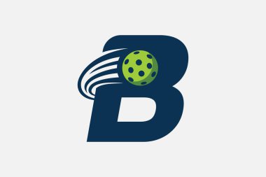 pickleball logo with a combination of letter b and a moving ball for any business especially pickleball shops, pickleball training, clubs, etc
