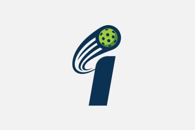 pickleball logo with a combination of letter i and a moving ball for any business especially pickleball shops, pickleball training, clubs, etc