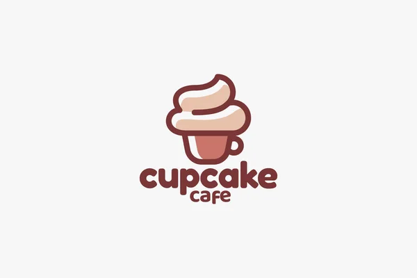 Logotipo Café Cupcake Com Combinação Cupcake Bonito Uma Xícara Café — Vetor de Stock