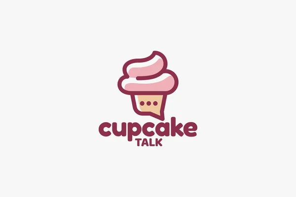 Cupcake Talk Logo Mit Einer Kombination Aus Einem Niedlichen Cupcake — Stockvektor