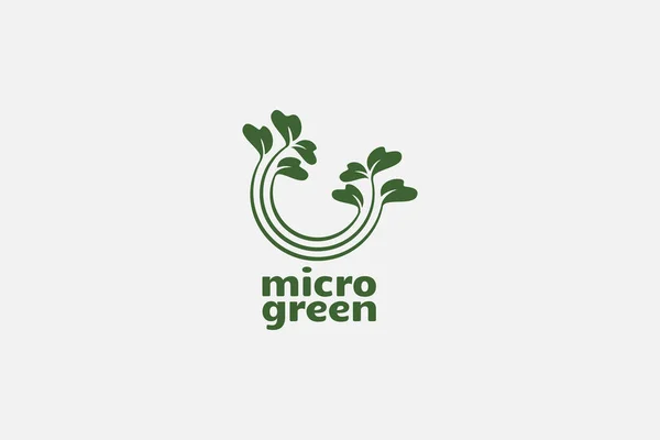 Dynamiczne Logo Mikrozielone Kiełkami Warzyw Jako Ikoną — Wektor stockowy